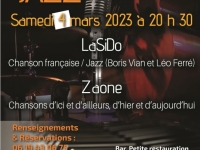 Concert jazz à la salle des fêtes de Châtenoy le Royal samedi 4 mars à 20h30 avec  le groupe La SiDo et le groupe Zaone