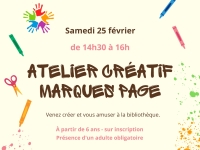  La bibliothèque de Châtenoy le Royal organise un atelier créatif samedi 25 février 2023 à 14h30 