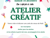 Bibliothèque Châtenoy le Royal : Atelier créatif samedi 16 décembre 2023 de 14h30 à 16h30