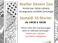 La Bibliothèque de Châtenoy le Royal organise un Atelier Dessin Zen le samedi 10 février de 14h30 à 16h30