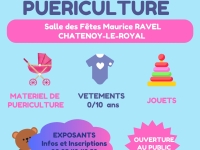 Samedi 21 octobre 2023, Bourse à la puériculture salle Maurice Ravel à Châtenoy le Royal de 9h00 à 17h00