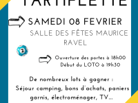 Loto Tartiflette organisé par le COS de Châtenoy le Royal, c'est samedi 8 février à la salle des fêtes Maurice Ravel  Ouverture des portes à18h00.