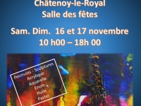 Châtenoy le Royal : L'association "Copains Couleurs" organise son expo "Ombre & Couleur" qui aura lieu samedi 16 et dimanche 17 novembre de 10h00 à 18h00 salle des Fêtes Maurice Ravel. 