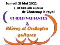 Concert de Musique et expressions samedi 21 mai 2022 à 20h00 salle des fêtes Maurice Ravel à Châtenoy le Royal. 