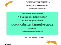 Noël en chansons : Musique et Expression en concert à l'église du Sacré Coeur dimanche 18 décembre à17h00.