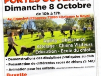 Journée Portes ouvertes au Club Canin ESCCR de Châtenoy le Royal dimanche 8 octobre de 10h00 à 17h00.