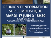 Châtenoy le Royal : Réunion d’information relative aux moustiques mardi 17 juin 2025 à 18 heures 30 à la salle des fêtes.   