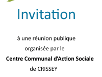 Crissey : réunion publique organisée par le CCAS jeudi 03 octobre à 18h00 salle du conseil.