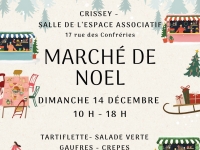 Crissey animations : Marché de noël dimanche 14 décembre salle de l'Espace associatif.