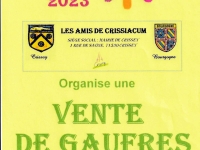 Les Amis de Crissiacum organisent une vente de gaufres au profit du Téléthon 2023 à Crissey le vendredi 8 décembre de 8h00 à 13h00.