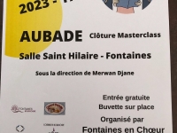 Fontaines : Aubade clôture master class organisé par "Fontaines en chœur" le 9 juillet à 17h00 salle St Hilaire