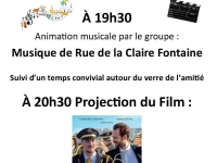 Fontaines : Musique et Cinéma, Animation musicale par le groupe : Musique de Rue de la Claire Fontaine Mardi 11 Mars à 19h30 Salle St Hilaire.