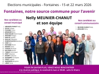 Municipales 2026 - Fontaines -  "Fontaines, notre source commune pour l’avenir" convie les habitants à une réunion publique le vendredi 6 mars à 19h00, salle Saint Hilaire.