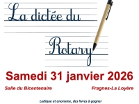 La Dictée du Rotary aura lieu samedi 31 janvier salle du Bicentenaire à Fragnes-La Loyère