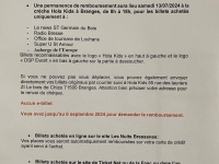Les Nuits Bressannes : Communiqué sur  les conditions de remboursements pour la soirée du 6 juillet 2024.