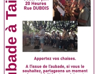 La 3ème aubade de juin de l'Harmonie St Rémy/Les Charreaux aura lieu  jeudi 15 juin à 20h00  rue Dubois dans le quartier de Taisey.