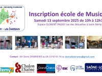 Ecole de musique de l'Harmonie St Rémy/les Charreaux  Inscriptions le samedi 13 septembre de 10h00 à 12h30
