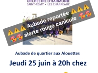 L'aubade de l'Harmonie St Rémy/les Charreaux à Superbee jeudi 25 juin est REPORTEE