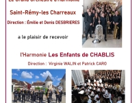 Saint Rémy - Grand concert de printemps de l'Harmonie St Rémy/Les Charreaux avec en invité l'Harmonie "Les Enfants de Chablis" dimanche 19 avril à 15h00 salle Brassens.