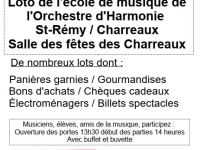 Loto de l'école de musique de l'Harmonie St Rémy/les Charreaux dimanche 29 janvier 2023 Salle des fêtes des Charreaux