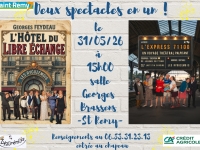Saint Rémy- les adultes Zygozémois proposent deux spectacles pour le prix d'un dimanche 31 mai à 15h00 salle Brassens.