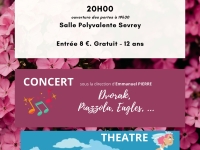 Samedi 2 et 9 Avril la Fanfare les enfants de Sevrey donne son concert et spectacle de printemps à la salle des fêtes à 20h00.