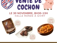 Vente de Cochon du Rugby Givry Cheilly : rendez-vous à la halle ronde ce dimanche 