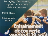 École de rugby : viens faire un essai le vendredi 29 août à 18h