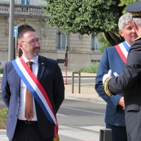 Cérémonie d'installation du nouveau sous-préfet Philippe Deschamps au monument aux morts de Chalon-sur-Saône