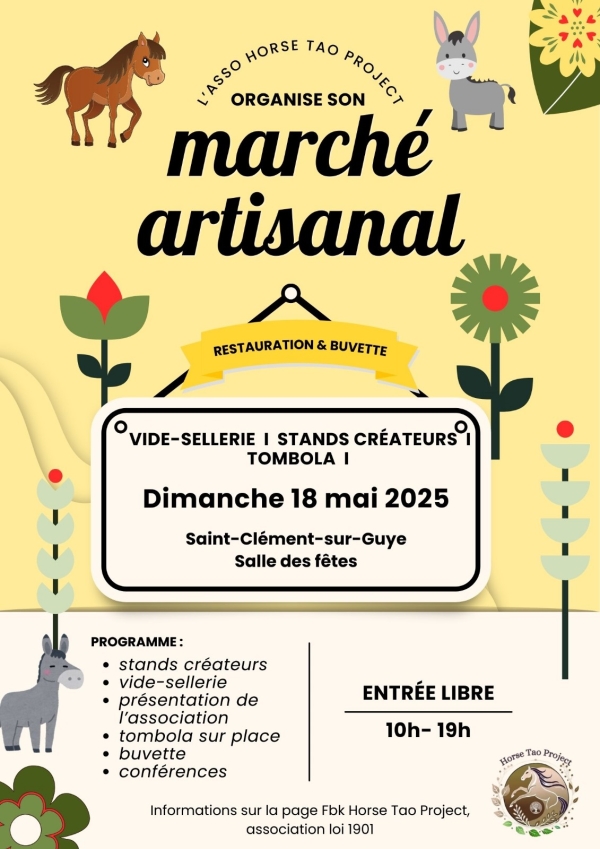 Marché artisanal à Saint-Clément-sur-Guye ce dimanche