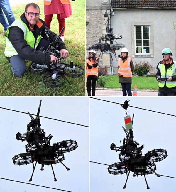 ENEDIS utilise un drone pour protéger les grands oiseaux et maintenir une qualité d’alimentation électrique des territoires, comme à Auxy