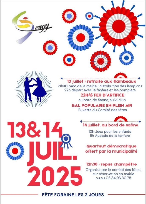GERGY - Tout le programme des animations des 13 et 14 juillet 