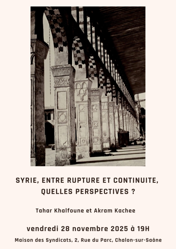 Conférence-débat ce vendredi soir autour de la Syrie 