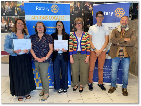 Deux élèves du CMA Formation Mercurey distinguées par le Rotary Bourgogne Niépce