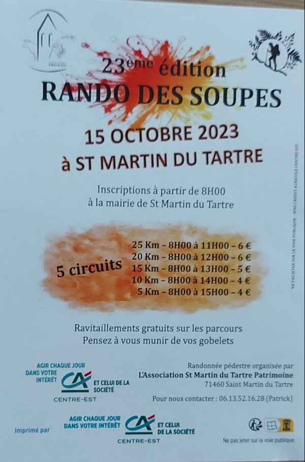 A Saint Martin du Tartre, la 23e rando des Soupes a lieu ce dimanche 