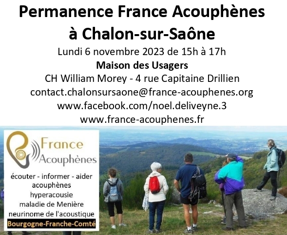 La prochaine permanence de France Acouphènes annoncée à Chalon 