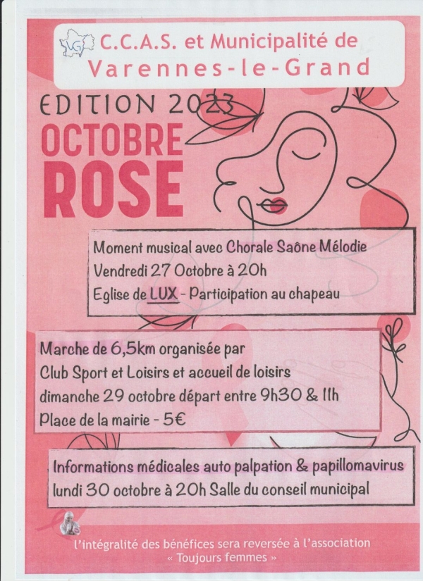 OCTOBRE ROSE- Varennes le Grand se mobilise ce vendredi soir 