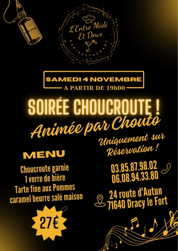 Il reste encore quelques places pour la soirée choucroute à Dracy