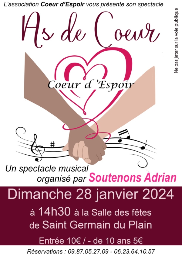 Spectacle musical en soutien à Adrian le 28 janvier 