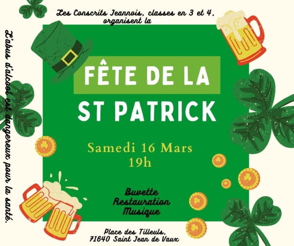 La Fête de la Saint-Patrick .. c'est ce samedi à Saint Jean de Vaux 