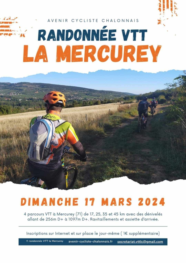 La Randonnée VTT La Mercurey c'est ce dimanche 17 mars 
