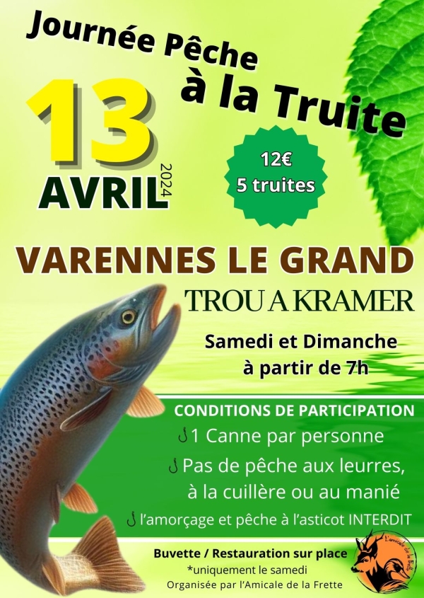 Journée pêche à la truite ce samedi à Varennes le Grand 