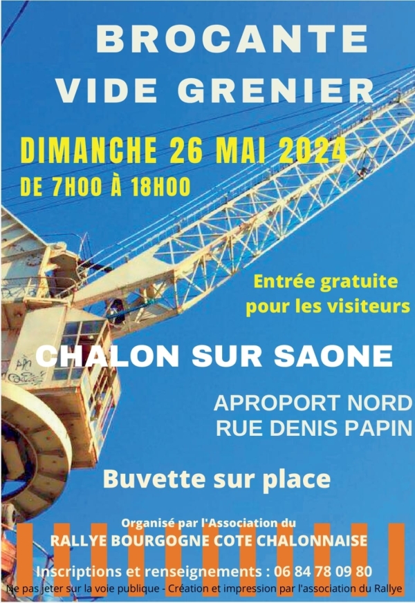 La brocante du Rallye de la Côte Chalonnaise est annoncée pour le 26 mai 