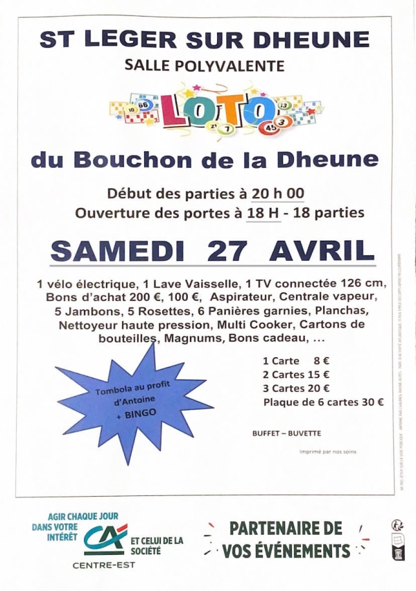 Le loto du Bouchon de la Dheune vous attend ce samedi 