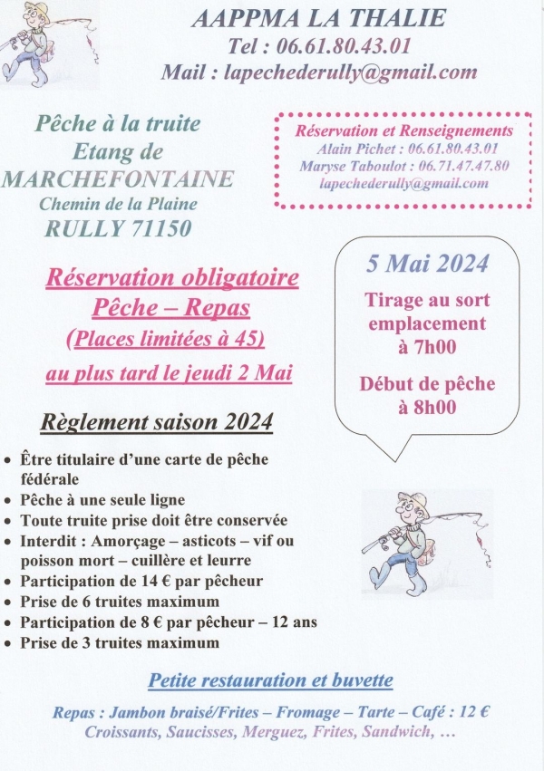 Pêche à la truite à l'étang de Marchefontaine à Rully le 5 mai 