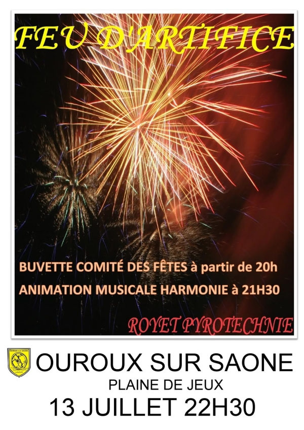 13 JUILLET - Rendez-vous ce dimanche à la Plaine de jeu à Ouroux sur Saône