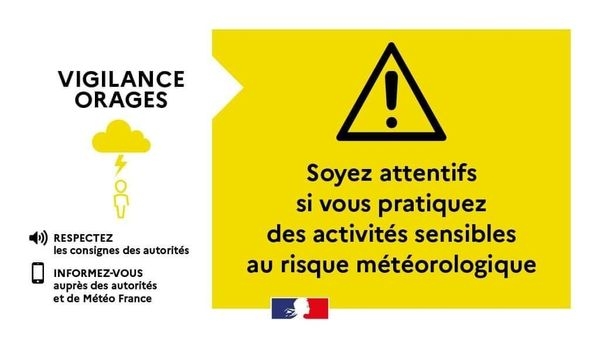 Vigilance jaune activée aux orages à compter de 18h