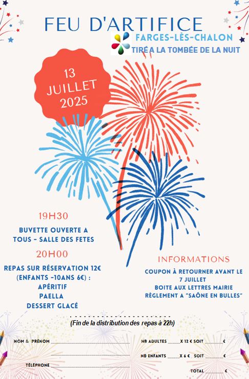 13 JUILLET - Le programme des animations ce dimanche à Farges les Chalon