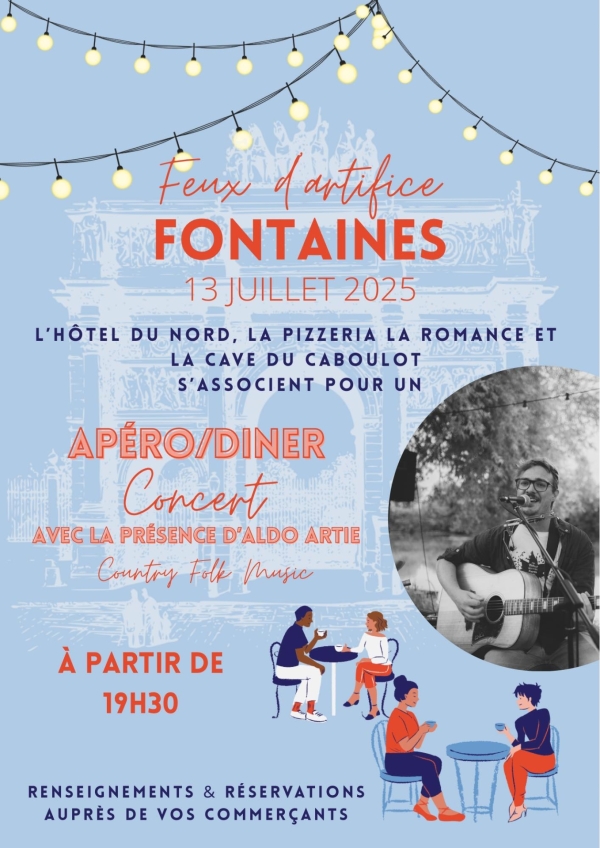 Apéro-diner-concert-feux ce dimanche soir à Fontaines