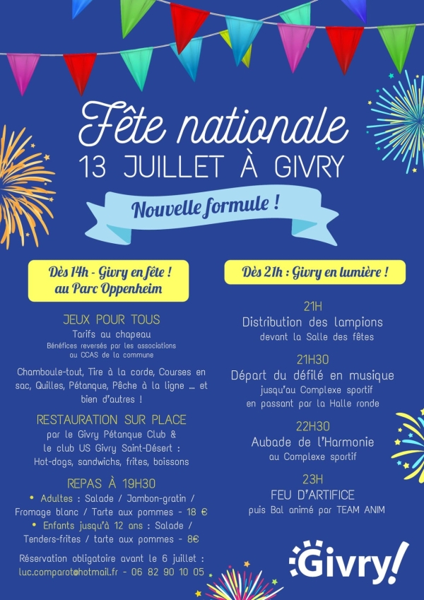 13 JUILLET - Tout le programme des animations ce dimanche à Givry